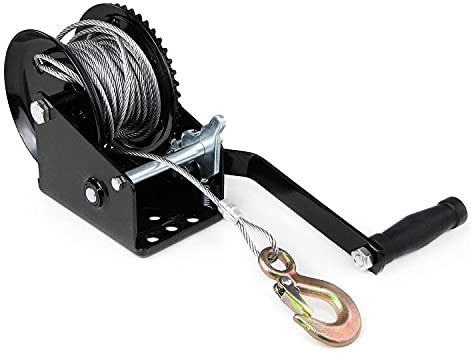 Handseilwinde1500 Kg, 10 Meter Drahtseil, Rücklaufsperre, Softgrip, Sicherheitslasthaken, Seilwinde, Bootswinde, Winde Anhänger