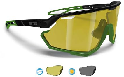 BERTONI Radfahren MTB Lauf Sportbrille für Männer Frauen in TR90 Antibeschlag Weitwinkelobjektiv mod. ALPHA