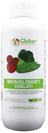 GLOBER Concime Microelementi Chelati - Fertilizzante Liquido per Orto e Giardino - Rimedio Contro le Carenze di Ferro Manganese Boro Zinco e Rame (1 litro)