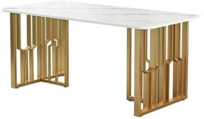 Computertisch Marmor-Schiefer-Arbeitsplatte, Büro-Schreibtisch, Zuhause, Wohnzimmer, Empfangstisch, Eisen-Computertisch, nordischer einfacher Arbeitstisch Home-Office-Schreibtische ( Size : 160CM )