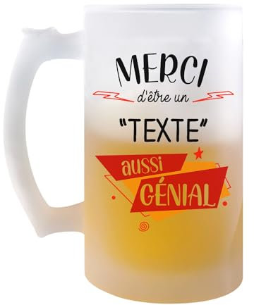 Planetee Chope Personnalisable | Verre à bière Pinte Idée Cadeau à personnaliser Collègue Travail Retraite Remerciement Pot de Départ Anniversaire Noël Secret Santa Femme Homme
