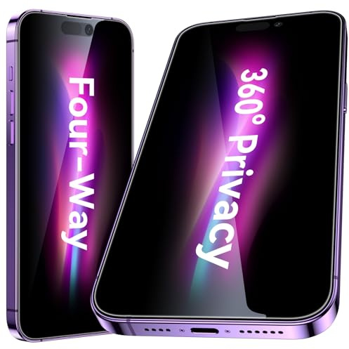 Esanik Sichtschutz 360° für iPhone 14 Pro Max Blickschutz, 4 Way Sichtschutzfolie für Panzerglas iPhone 14 Pro Max Privacy Screen Protector (2 Stück)