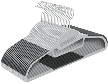 Ribelli Kleiderbügel Kunststoff 20 Stück, Rutschfester Kunststoffbügel, 0,5 cm dick Bügel Platzsparend mit um 360° Drehbarem Haken, Kleiderbügel mit Krawattenhalter für Mäntel, Hosen, Tanktops, 500798