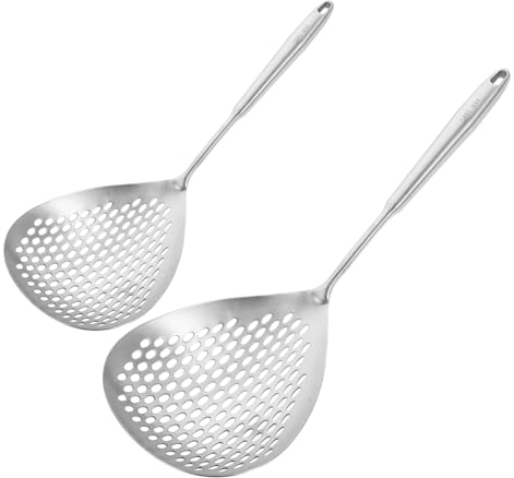 BIUDECO 2pezzi Scolapasta Acciaio Inossidabile Cucchiaio Per Cucina Strainer Spoon Per Pasta Noodle e Wonton Leggero e Facile Da Pulire Capacità Per Ingredienti Vari