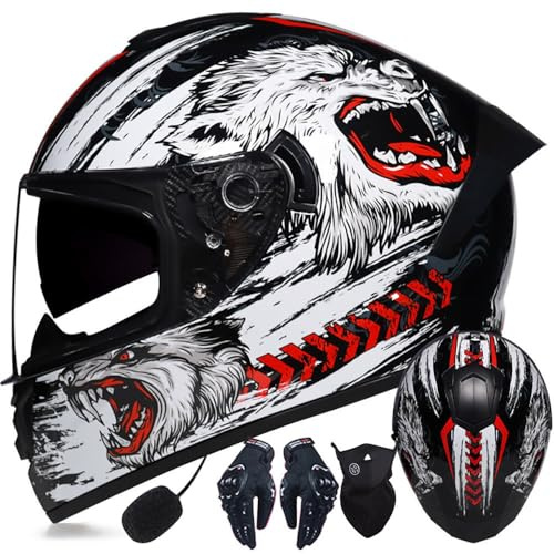 Motorbike Helmets Mens Women Men Motorcycle Helmets Anti-fog Dual Visors Tinted Modular Full Face Flip up Front Motorbike Helmets, ECE Approved Modular Helmet Bluetooth S~XXL