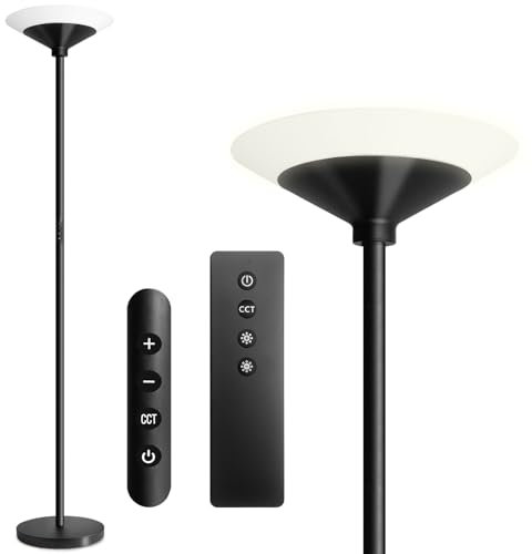 BBHome Lampadaire 27W LED dimmable avec télécommande et Tactile, Lampadaire 3000K-6500K Salon Moderne pour Salon, Chambre, Bureau