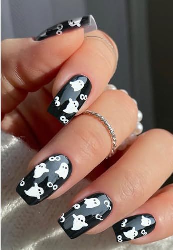 JMEOWIO Nagelfolie Halloween Niedliches Gespenst Gel Nail Nagelfolien Selbstklebend Nail Sticker Uv Härtend Dekoration Nageldesign Zubehör