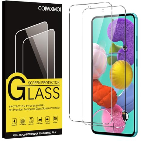 Coiwxmoi 2 Stück Panzer Schutz Glas für Samsung Galaxy A51 4G 6,5, HD Klar Glas Displayschutz, 9H Härte Schutzfolie, Anti-Kratzen Ultrabeständig Displayschutzfolie für Samsung A51 4G