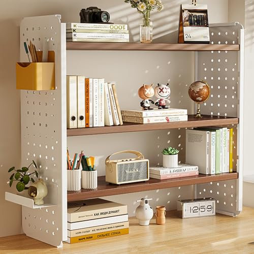 Regal Schreibtisch, Schreibtisch-Stecktafel, Lochplatte Schreibtisch, Schreibtisch-Organizer, 3-stufiges Schreibtisch-Bücherregal, Schreibtisch-Regal, for Heimbüro, Wohnheim(Brown,50x20cm/20x8in)