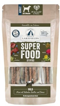 Lakefields SUPERFOOD Sticks | Premium Hundeleckerli vom Hirsch | 61% Fleisch | 130g | Getreidefreie & nährstoffreiche Hunde Snacks | Pastinaken, Birne & Rote Beete | Entwickelt mit Tierärzten