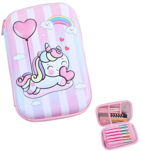 Große Kapazität Junior Federmäppchen - Optimaler Schutz mit Fächern, Schönes Einhorn Design in Rosa und Lila, perfekt für Schul- und Jugendschenke