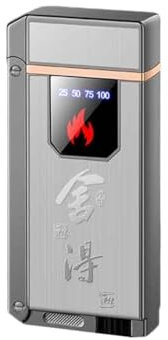VIPAVA Intelligentes Induktionsfeuerzeug, nachfüllbar, Winddichte Jet-Flamme, multifunktionales, ultradünnes tragbares Metallfeuerzeug for Kerzencamping (ohne Butan)(Black)