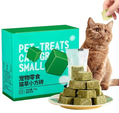 Katzengras -Zahnen Snack - 60g Haustier Freeze getrocknetes Zahnen Katze Kauen -Gras -Snack | Reinigung von Katzenzähne essbare Katzenminzen Spielzeug interaktiv für Wohnzimmer, Balkon