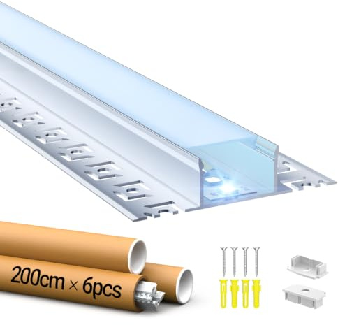 LASLUX LED Trockenbauprofil 2m × 28 – Led Fliesenprofil Profil trockenbau 24.4 x 13.8mm für Streifen bis 21mm –Alu unterputz streifen profil Aluminium Profile Schiene Kanäle Leiste Diffusor