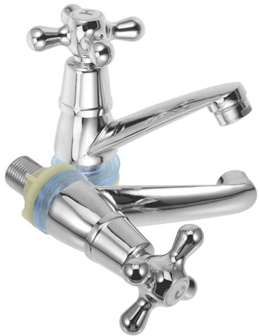 jojofuny Paire De Robinets Pour Lavabo De Salle De Bain En Alliage De Zinc Et Acier Solide, Robinet Monotrou Eau Chaude Et Froide, Conception Rotative Pour Contrôle Précis, Usage Salle De Bain,