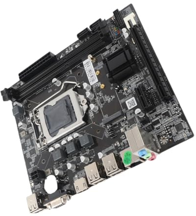 KIMISS Scheda madre Micro ATX per desktop, H61, slot CPU LGA 1155, 6 USB2.0, DDR3, M.2 NVMe NGFF, LAN 100Mbps, supporto I3/i5/i7 e processori Pentium, con uscita HDMIVGA, fino a