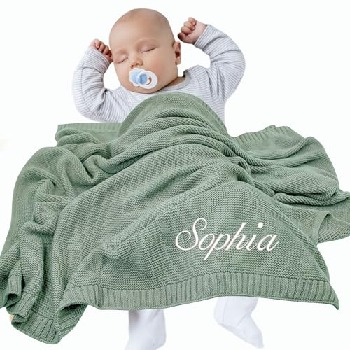FPFNFSVI Personalisierte bestickte Babydecke, Baumwolldecke mit Namen