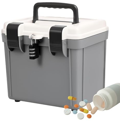 Lockable Storage Containers - Lockable Storage Container Bin | Large Capacity Tool Document Medicine File Collection Locking Portable for Home School Work Traveling Outdoor Car Rv Kitchen