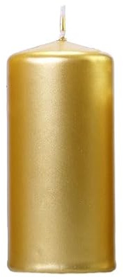 Bougie Cylindrique Nacrée Dorée, 12 cm Hauteur, 6 cm Diamètre, 20 Heures de Combustion (Dorée)