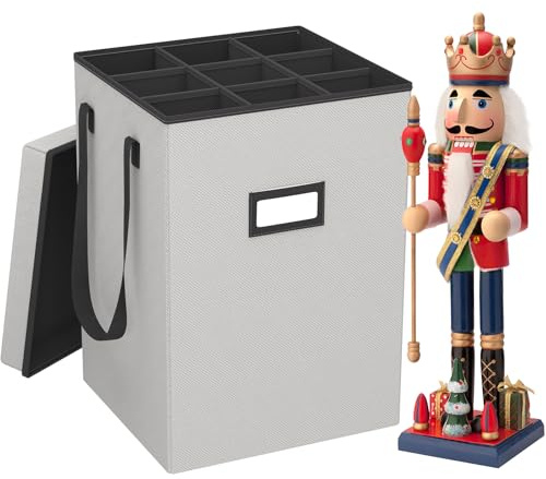Caja de almacenamiento de cascanueces de Navidad, organizador de adornos de Navidad para cascanueces de 43 cm de alto, coleccionables, figuras de Papá Noel, contenedor de decoración navideña con
