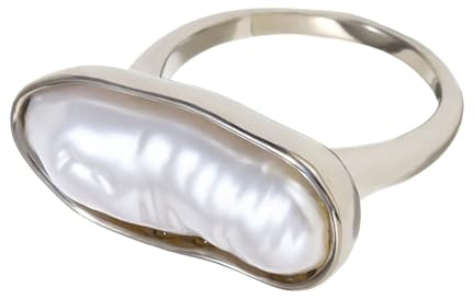 Asukohu Praktische Ringe, Fingerschmuck, elegante lange Streifen, Perlenringe, Edelstahl-Textur, geeignet für Frauen, moderne Perlen, A, Wie beschrieben, Wie beschrieben