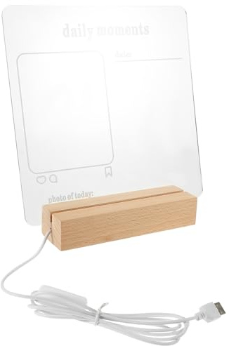 Genérico Pizarra Acrílica de Borrado Seco con Luz LED Cálida Tablero Transparente con Soporte para Escritorio Pizarra para Notas y Mensajes el Hogar Oficina y Material Escolar