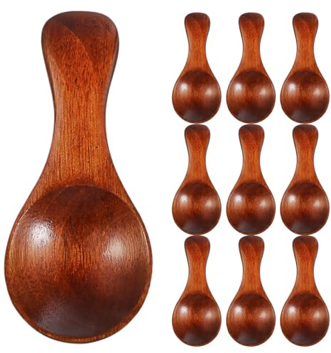 TOVINANNA 10piezas Cucharas de Madera Pequeñas para Cocina Condimentos Postres Cucharadas para Sal Azúcar Miel Té Baño Café Frascos de Especias