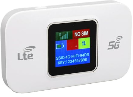 lyrlody Routeur 4G Portable, Point D'accès WiFi Mobile, Modem WiFi 4G LTE 300 Mbps avec Emplacement pour Carte SIM, pour jusqu'à 10 Appareils Compatibles avec Téléphone, Tablette,