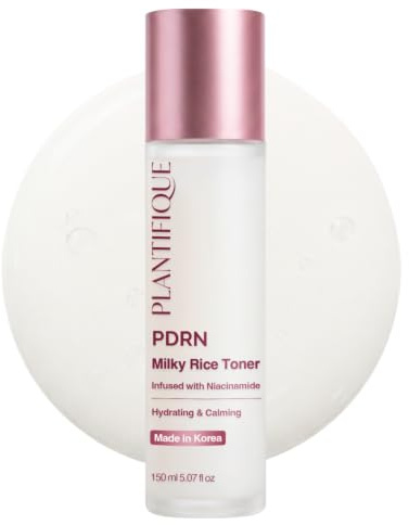 PLANTIFIQUE PDRN Rice Milky Face Toner – Tónico Facial Coreano Hidratante para Piel Radiante, Reparación de la Barrera Cutánea & Hidratación Profunda – Niacinamida, Centella, Ácido Hialurónico, 150 ml