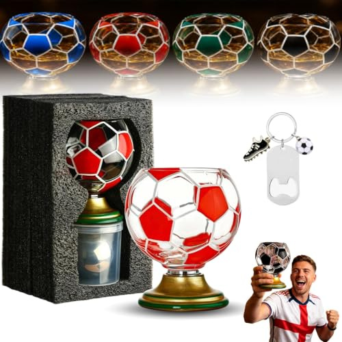Liocwocne Copas Del Mundo 2026, Vaso De Whisky Con Balón De Fútbol Giratorio De 360° Con Bola De Hielo De Acero Inoxidable, Diseño Llamativo Giratorio, Ideal for Regalar O Coleccionar(C)