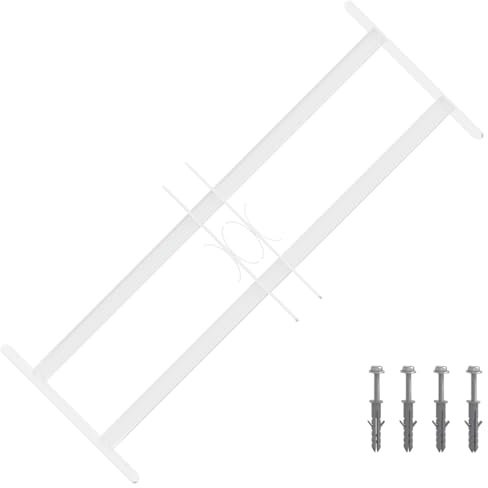 sephironlbb Lot de 3 grilles de sécurité pour fenêtre avec 2 barres transversales en acier galvanisé réglable de 43 à 74 cm pour protection contre les effractions sur bois, plastique, cadre de fenêtre