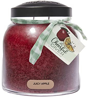 A Cheerful Giver - Juicy Apple - 34oz Papa Scented Candle Jar with Lid - Keepers of the Light - 155 Hours of Burn Time, Gift for Women, Red
