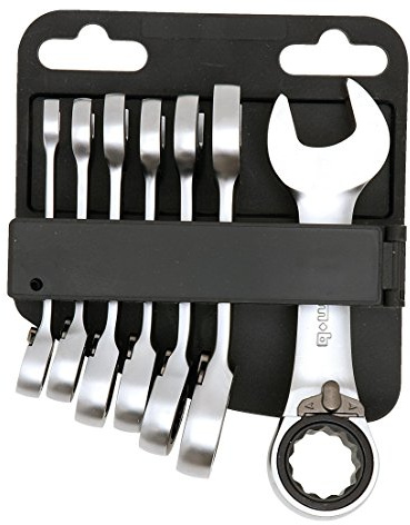 MOB Outillage 9013007001 Set mit 7 Ringmaulschlüsseln, Ratschen, kurz, 8 bis 19 mm