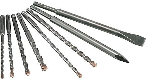 ALPEN Hammerbohrer Set SDS-plus F4 Forte Mix 8-teilig (ø 6-12 mm, Bohrer, Flachmeißel, Spitzmeißel, für Beton, Naturstein, Mauerwerk) 500008100