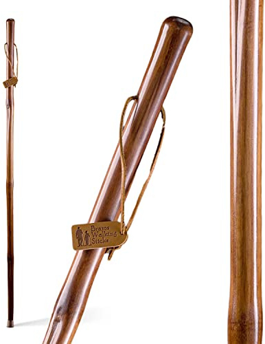 Brazos Rustic Wood Walking Stick, Bamboo, Traditional Style Handle, for Men & Women, Made in the USA, Red, 58