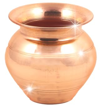Shubhkart Kalash indio, 100% cobre, Lota para decoración Puja, 7 cm de altura (pequeño) de cobre puro, uso en oficina, templo y todos los festivales