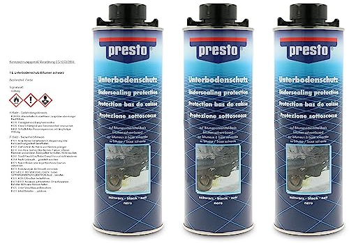 3x 1 Liter Presto Unterbodenschutz UBS Bitumen schwarz Steinschlagschutz Spritzpistolendose