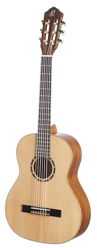 Ortega Guitars Konzert Gitarre Linkshänder – 3/4 – Family Series – Inklusive Gig Bag – Fichte, Mahagoni, Natur (R121L-3/4)