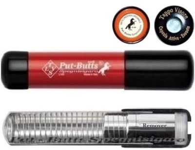 Put-Butts Spegnisigaro Mod. L 100 REMOVER - Estraibile, Tappo Telescopico con Visore Capsula - Per Sigari Toscani, Toscanelli e Simili, Portasigari, Humidor - ROSSO SPORT