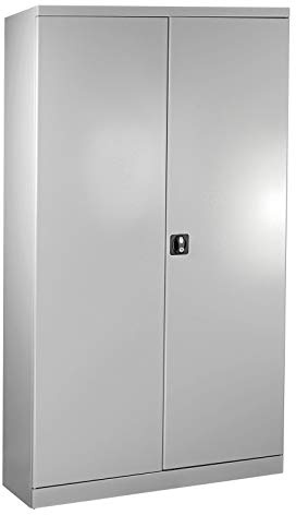 ADB Metall-Schrank XXL RAL 7035 Komplett Werkstattschrank Stahlschrank Lagerschrank 4 Fachböden Metall Werkstatt Werkzeugschrank | Kompletter Stahl-, Lager- & Werkzeugschrank für die Werkstatt, vier Fachböden, Metall, Farbe RAL 7035