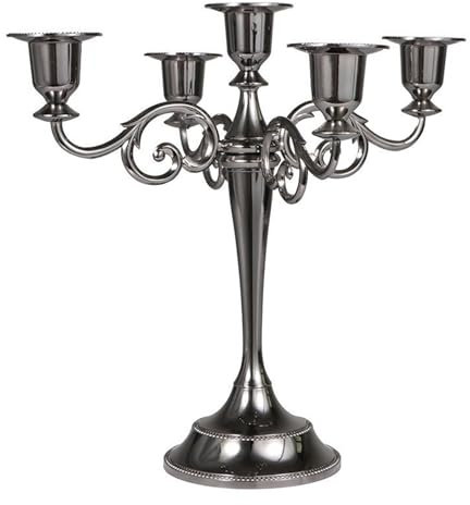 Koomuao Bougeoir Chandelier en Métal à 5 Bras 26cm Haut, Bougeoirs Vintage pour Centres de Table de Mariage, Chandeliers Noir pour Dîner aux Chandelles Fête Noël Cheminée Décoration