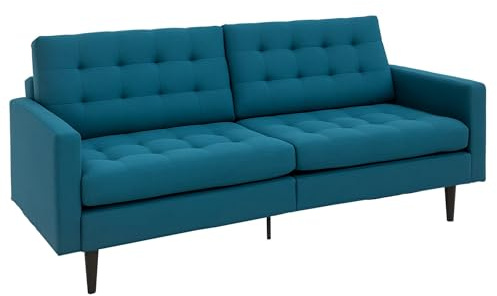 HOMCOM Canapé Convertible 3 Places Design Contemporain Dossier inclinable indépendamment 3 Positions Lin Bleu Canard