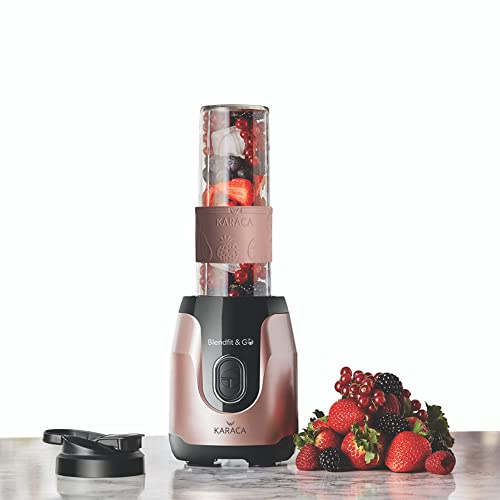 Karaca Blendfit Go Rosegold Personal Blender, 600 ml, 550 W, 4 lames, Smoothie Maker, Glace, Milkshake, Fruits et légumes