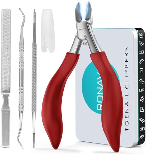 RONAVO Nagelknipser Set – Behandlung eingewachsener Zehennägel&Zehennagelknipser für dicke Nägel,Hochleistungs-Profi-Zehennagelknipser für Männer und ältere Menschen,Langem Griff Metall Geschenkboxen