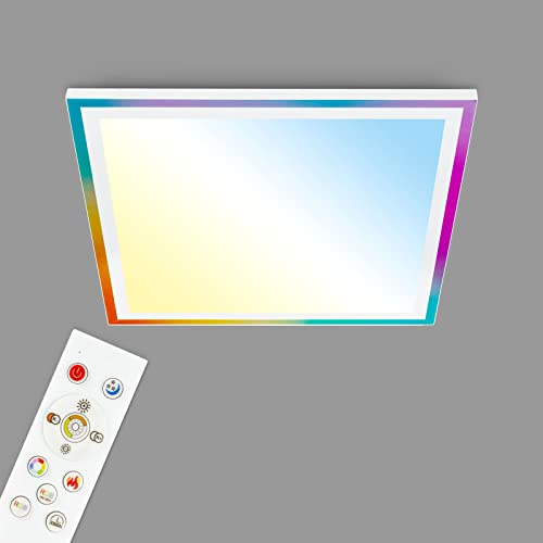TELEFUNKEN - LED Deckenleuchte RGBIC Magic, Deckenlampe CCT, Rand mit Lauflicht, Dimmbar, Farbwechsel, Fernbedienung, Nachtlicht, 470x470x70 mm (LxBxH), Weiß, 321206TF