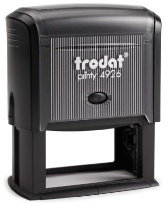 Trodat - Printy 4926 - Custom Stempel mit Wunschtext personalisieren, hier gleich online gestalten Gehäusefarbe schwarz – Adresstempel - Firmenstempel - mit Wunschtext - 75x38 mm - 10 Zeilen