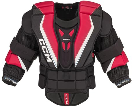 CCM EFLEX 6.9 Eishockey Torwart Brustpanzer Senior, Schwarz/Rot/Weiß (Gröse: XL)