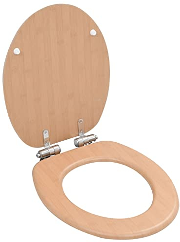 Toilettensitz mit Soft-Close-Deckel MDF Bambus-Design, XIAOGUANG Klodeckel, Toilettendeckel, Wc Sitz, Klobrille, Wc Deckel, Toilettenbrille,