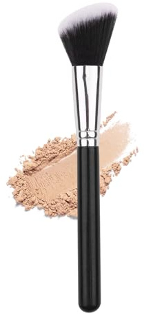 IPRESTA Angled Blush Brush Black Shinny Wood Handle Brush for Contour, Blush and Bronzer Makeup Application (F09)