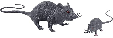 JIAHG 2 Stück Plastik Ratten Maus Gefälschte Maus Plastik Realistische Gruselig Ratten Spielzeug Halloween Tricks Streiche Requisiten Spielzeug